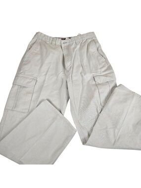 Vintage Chaps Mens Beige Cargo Pants 33 x 30 Straight Leg Cotton